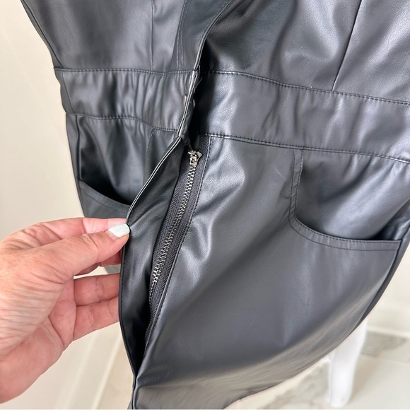 Fourteen and 9th Women’s Black Faux Leather Short Sleeve Mini Dress SZ S - Picture 10 of 12